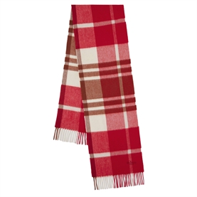 Mulberry Small Check Merino Wool Scarf Scarlet Red & Bright Oak